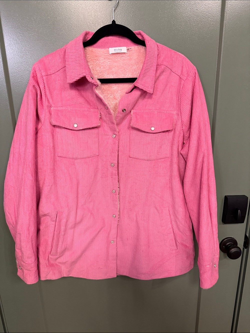 Blu ivy Pink Corduroy Teddy-Lined Shacket